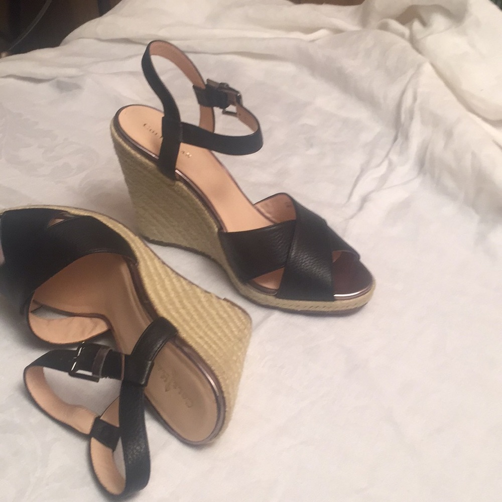 Cole Haan  5 inch wedge  heel sandals black